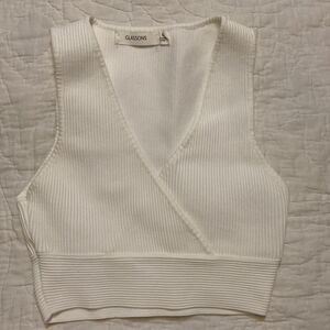 Glassons White Cropped Shirt/Bra size Small